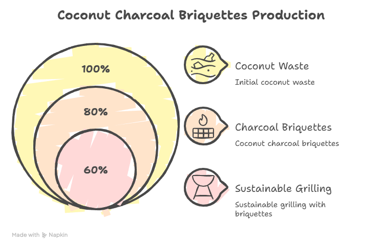Discover eco-friendly coconut charcoal briquettes made from waste shells for smokeless, sustainable grilling and energy-efficient cooking with CocoBBQ..