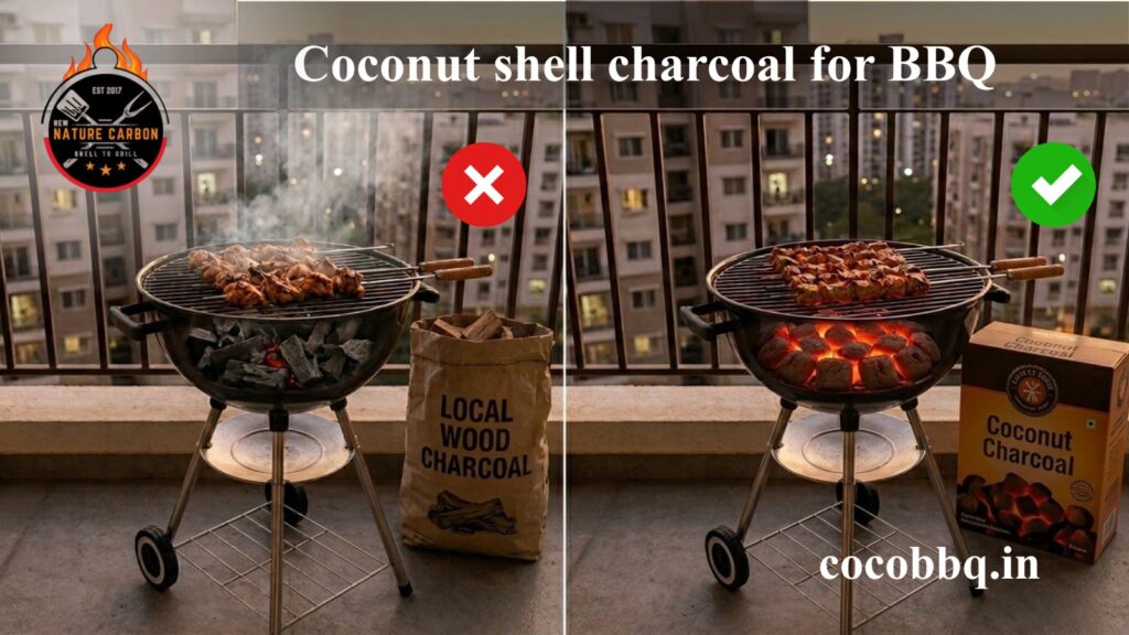 Coconut Shell Charcoal vs Wood Charcoal How to Improve BBQ Performance in Bangalore